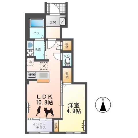 仮)ひたちなか市勝倉新築アパートB棟の間取り