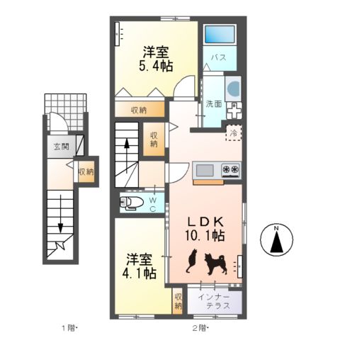 仮）ひたちなか市勝倉新築アパートＢ棟の間取り