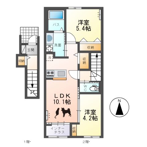 仮)ひたちなか市勝倉新築アパートB棟の間取り