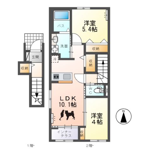 仮）ひたちなか市勝倉新築アパートＢ棟の間取り