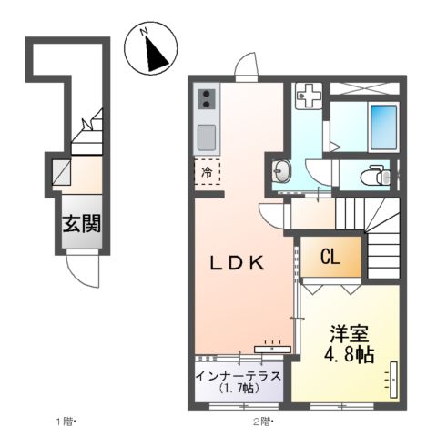 仮)取手市米ノ井新築アパートA棟の間取り