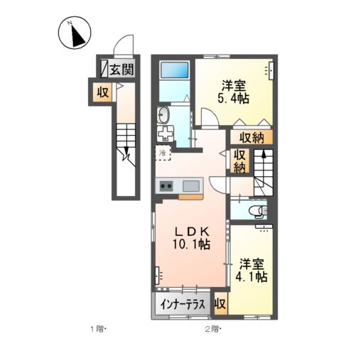 仮)取手市米ノ井新築アパートB棟の間取り