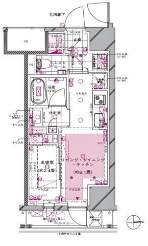 新宿の完工年月(2023年1月)築の賃貸マンションの間取り