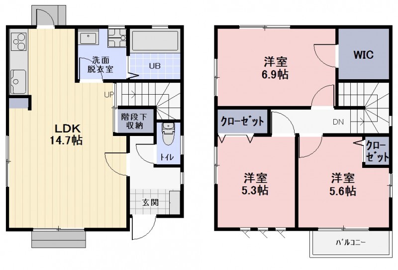 小牧市桜井本町戸建賃貸住宅C棟の間取り