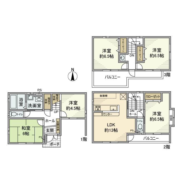 今里更ノ町戸建の間取り