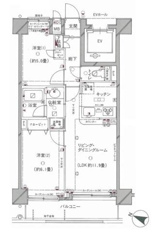 大和町の完工年月(1995年10月)築の賃貸マンションの間取り