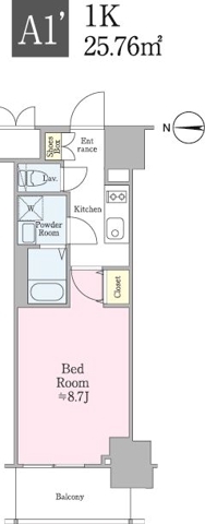 新小川町の完工年月(2019年1月)築の賃貸マンションの間取り