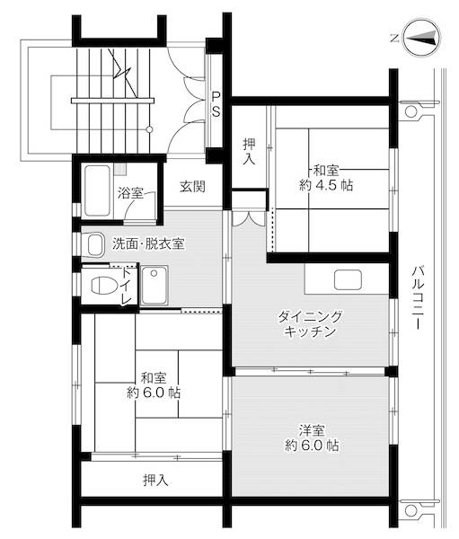 ビレッジハウス所沢1号棟の間取り