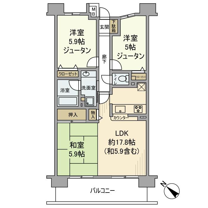 レックス川崎ピラーズコートの間取り