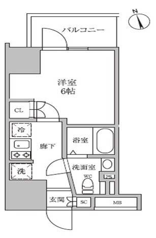 蒲田の完工年月(2014年2月)築の賃貸マンションの間取り