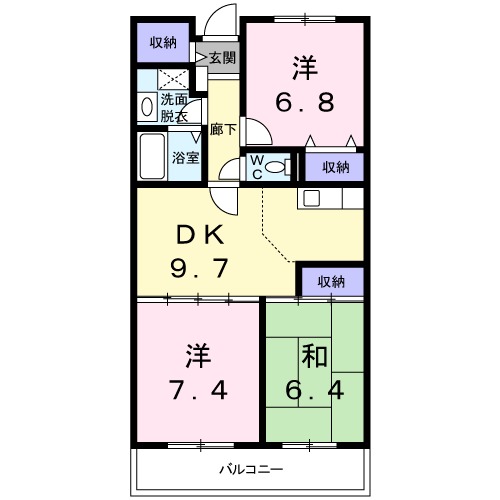 尾尻の完工年月(1999年4月)築の賃貸マンションの間取り