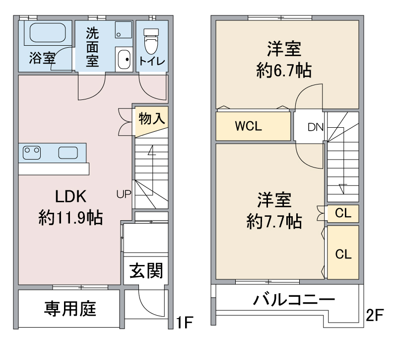 ルーミナス タウン 1号棟2号棟の間取り