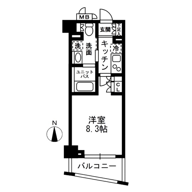 中落合の完工年月(2008年3月)築の賃貸マンションの間取り