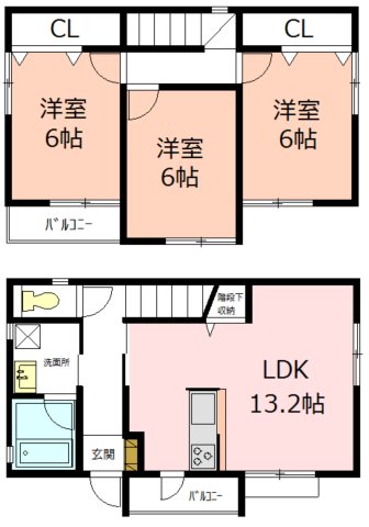 クーボライト諏訪町B棟の間取り