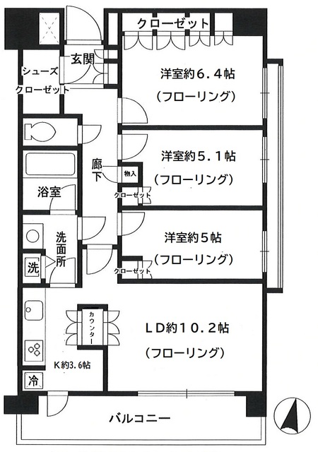 中村橋パークホームズオーチャードコートの間取り