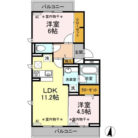 キャトルセゾン　Ａの間取り