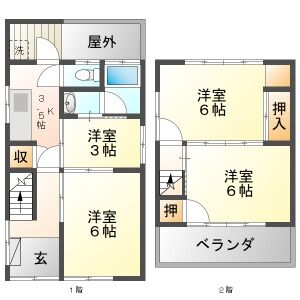 鏡島中戸建の間取り