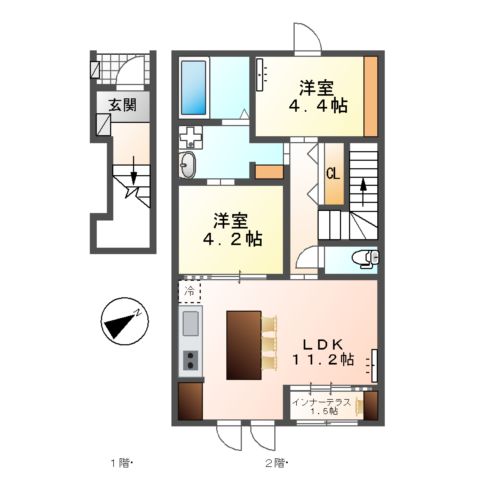 コーポ峯のハタの間取り