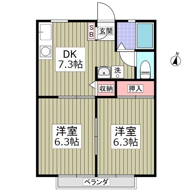 ムサシノハイムＡの間取り