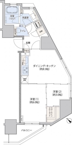 小石川の完工年月(2016年9月)築の賃貸マンションの間取り