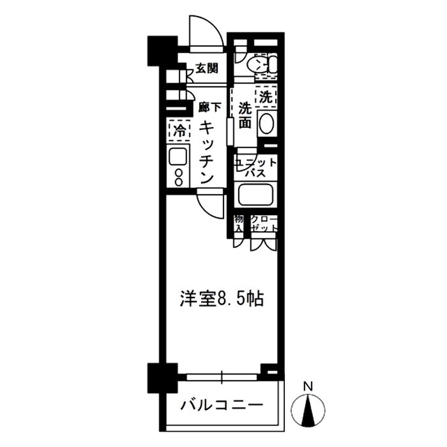 中落合の完工年月(2008年3月)築の賃貸マンションの間取り