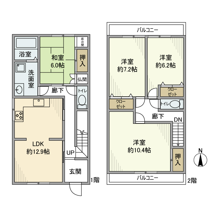 西九条東御幸田町戸建の間取り