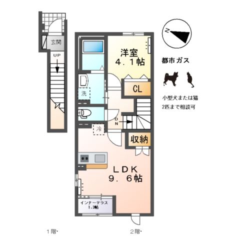 萩原町新築アパートの間取り