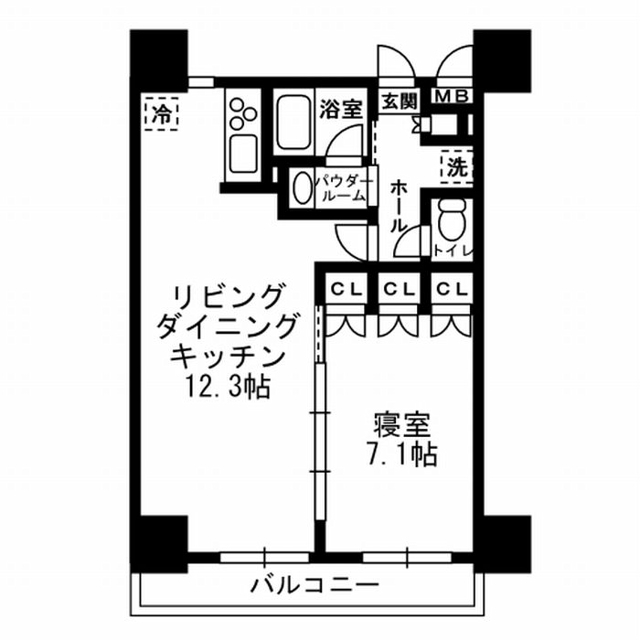 月島の完工年月(2008年2月)築の賃貸マンションの間取り