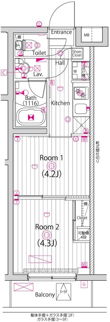 原町田の完工年月(2021年7月)築の賃貸マンションの間取り