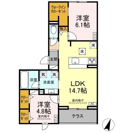 大谷の完工年月（2026年12月）築の賃貸アパートの間取り