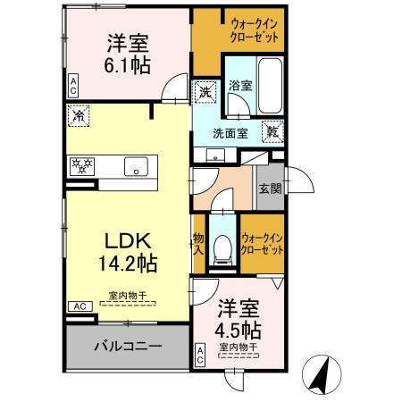 大谷の完工年月（2026年12月）築の賃貸アパートの間取り
