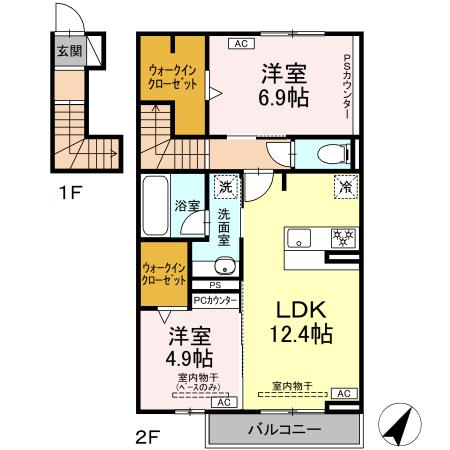 中島の完工年月(2026年11月)築の賃貸アパートの間取り