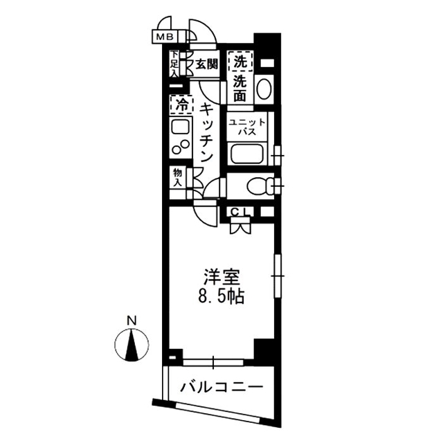 中落合の完工年月(2008年3月)築の賃貸マンションの間取り
