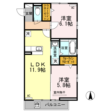 カーサ日向が丘　Ａ棟の間取り