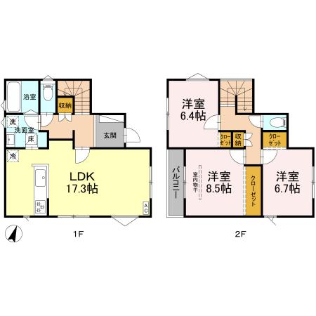 西原町5丁目貸家 A棟の間取り