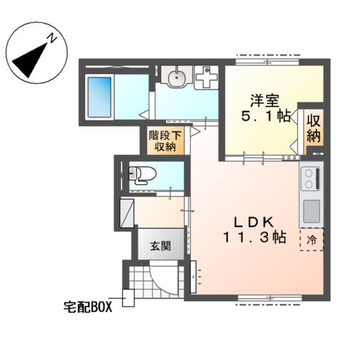 仮称)鎌ヶ谷市右京塚新築アパートの間取り