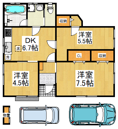 東所沢２丁目貸家の間取り