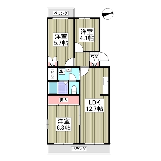 春日部ハウス1号棟の間取り
