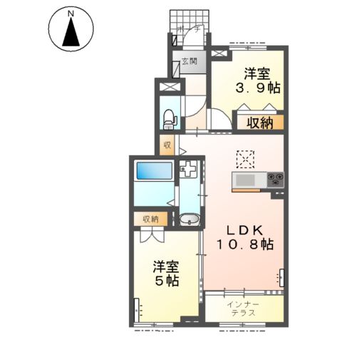 笠松町田代H様2期新築アパートの間取り
