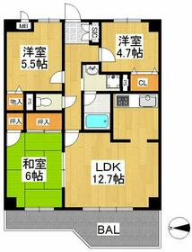 オークレイコート高松Ⅱの間取り