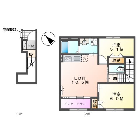 (仮称)東金市田間新築アパートの間取り