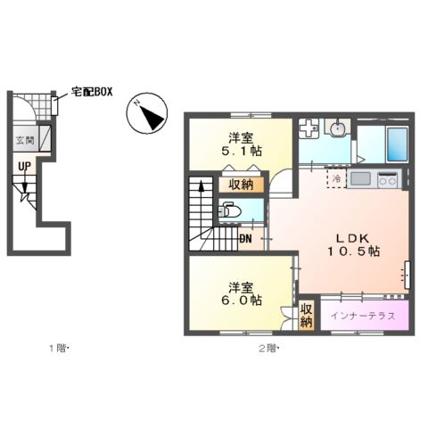 （仮称）東金市田間新築アパートの間取り