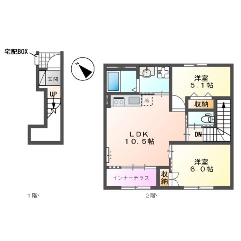 （仮称）東金市田間新築アパートの間取り