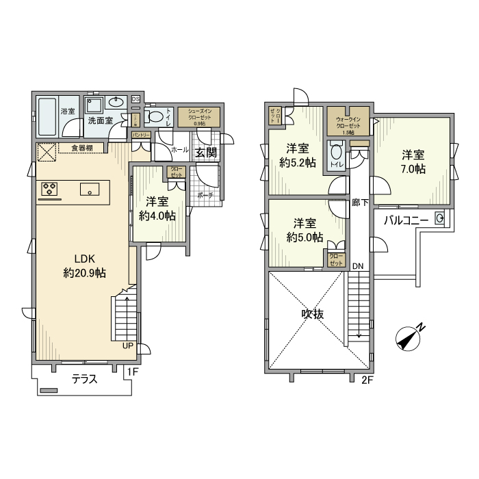 亀井野戸建の間取り