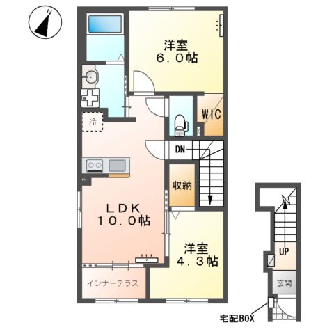 (仮)千駄塚新築アパートBの間取り