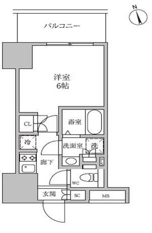 蒲田の完工年月（2014年2月）築の賃貸マンションの間取り