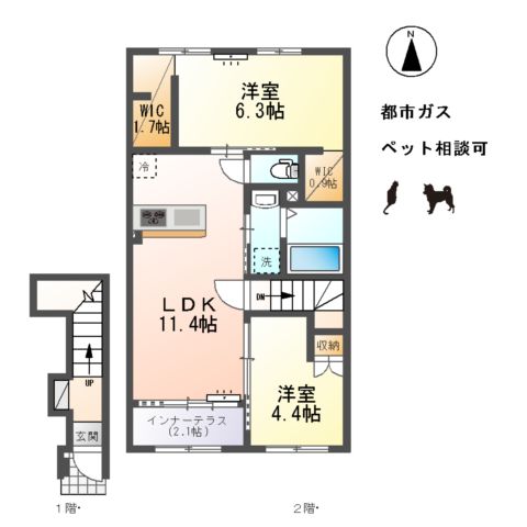 小信中島東鵜飼分新築アパートの間取り