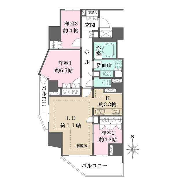 パークハウス市谷柳町の間取り