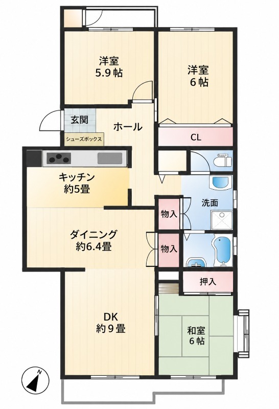 椿峰ニュータウン71街区1号棟の間取り
