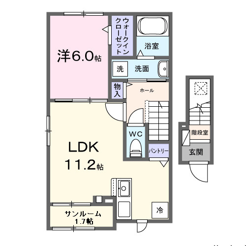 上足洗の完工年月(2027年1月)築の賃貸アパートの間取り